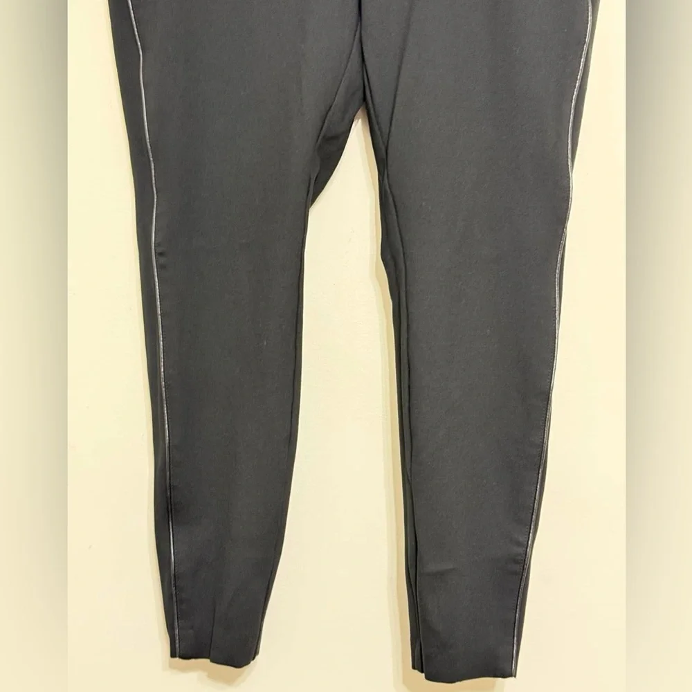 J. Jill Ponte Knit Leggings Black Pant Faux Leather Side Seam Pull On Size M P